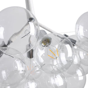 Farmhouze Light - 6 - Light Dimmable Glam Cluster Glass Globe Bubble Chandelier - Chandelier - White + Chrome - 