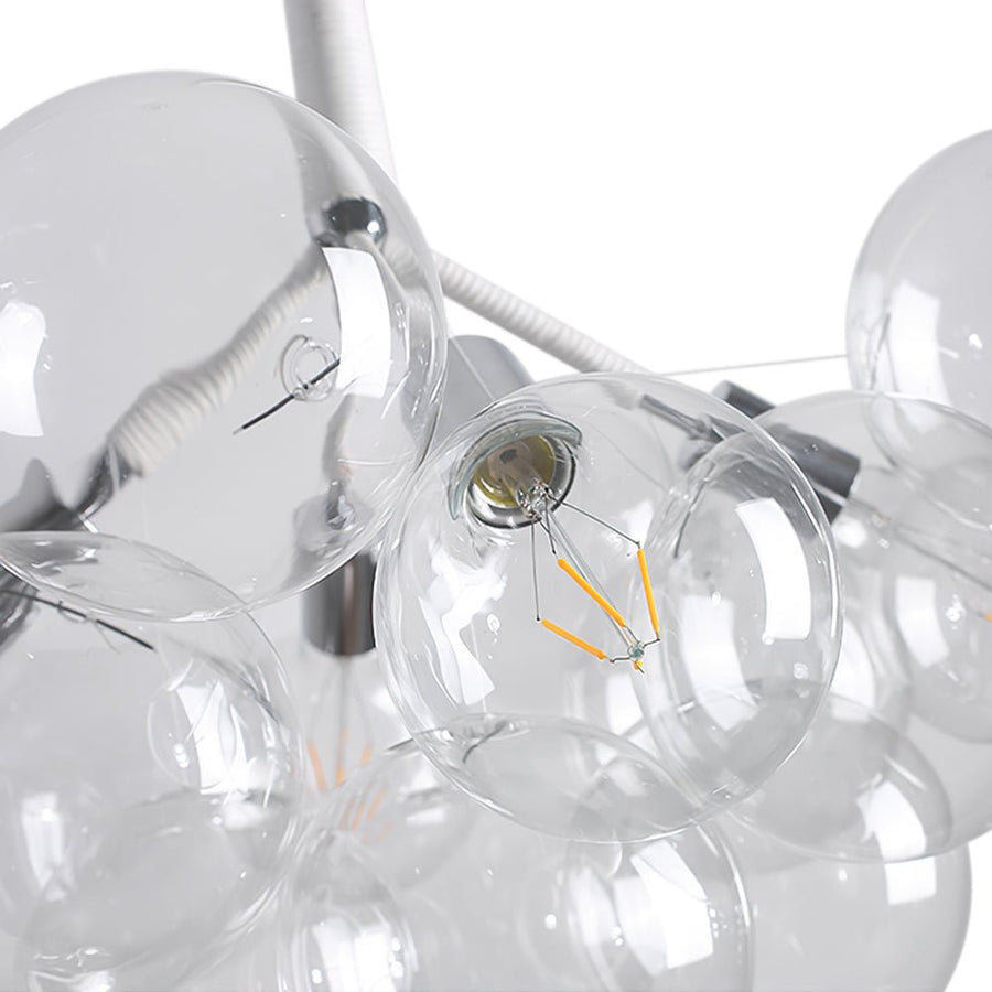 Farmhouze Light - 6 - Light Dimmable Glam Cluster Glass Globe Bubble Chandelier - Chandelier - White + Chrome - 