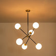 Load image into Gallery viewer, Farmhouze Light - 6 - Light Linear Opal Glass Globe Adjustable Sputnik Chandelier - Chandelier - Black Brass - 
