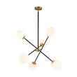 Load image into Gallery viewer, Farmhouze Light - 6 - Light Linear Opal Glass Globe Adjustable Sputnik Chandelier - Chandelier - Black Brass - 
