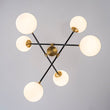 Load image into Gallery viewer, Farmhouze Light - 6 - Light Linear Opal Glass Globe Adjustable Sputnik Chandelier - Chandelier - Black Brass - 
