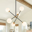 Load image into Gallery viewer, Farmhouze Light - 6 - Light Linear Opal Glass Globe Adjustable Sputnik Chandelier - Chandelier - Black Brass - 
