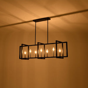 Farmhouze Light - 7 - Light Black Brass Rectangle Kitchen Island Linear Pendant - Chandelier - 7 - Light - 