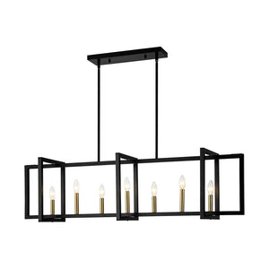 Farmhouze Light - 7 - Light Black Brass Rectangle Kitchen Island Linear Pendant - Chandelier - 7 - Light - 