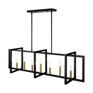 Farmhouze Light - 7 - Light Black Brass Rectangle Kitchen Island Linear Pendant - Chandelier - 7 - Light - 