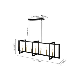Farmhouze Light - 7 - Light Black Brass Rectangle Kitchen Island Linear Pendant - Chandelier - 7 - Light - 
