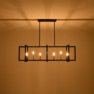 Farmhouze Light - 7 - Light Black Brass Rectangle Kitchen Island Linear Pendant - Chandelier - 7 - Light - 