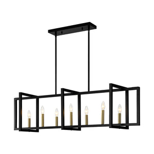 Farmhouze Light - 7 - Light Black Brass Rectangle Kitchen Island Linear Pendant - Chandelier - 7 - Light - 