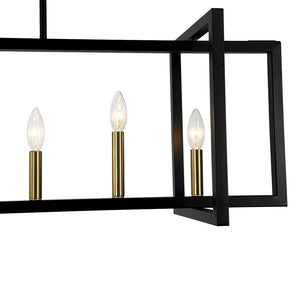 Farmhouze Light - 7 - Light Black Brass Rectangle Kitchen Island Linear Pendant - Chandelier - 7 - Light - 