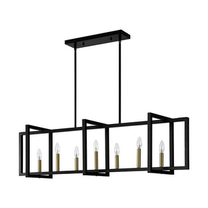 Farmhouze Light - 7 - Light Black Brass Rectangle Kitchen Island Linear Pendant - Chandelier - 7 - Light - 