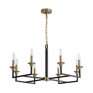 Farmhouze Light - 8 - Light Farmhouse Black Brass Candle Style Chandelier - Chandelier - 29 in - 