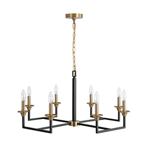 Farmhouze Light - 8 - Light Farmhouse Black Brass Candle Style Chandelier - Chandelier - 29 in - 