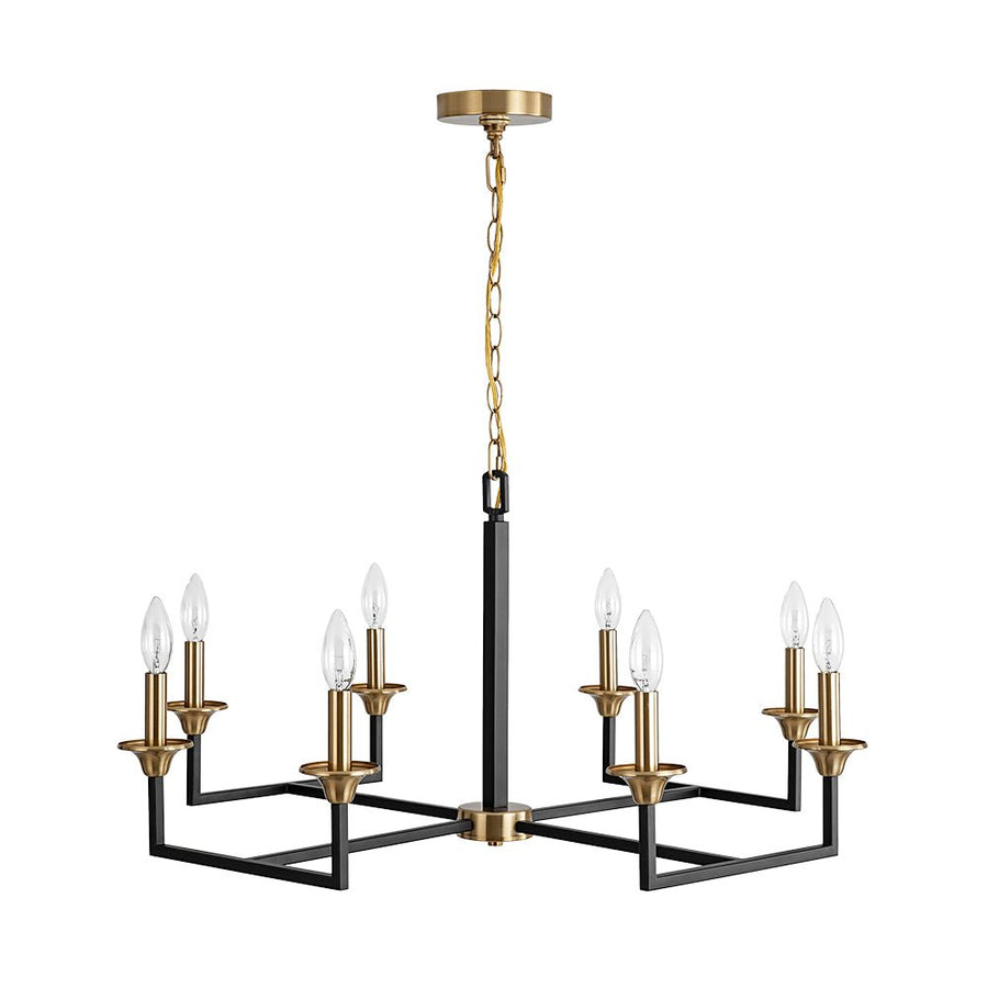 Farmhouze Light - 8 - Light Farmhouse Black Brass Candle Style Chandelier - Chandelier - 29 in - 