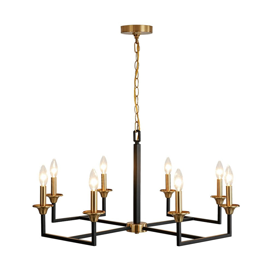 Farmhouze Light - 8 - Light Farmhouse Black Brass Candle Style Chandelier - Chandelier - 29 in - 