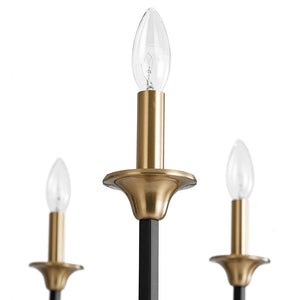 Farmhouze Light - 8 - Light Farmhouse Black Brass Candle Style Chandelier - Chandelier - 29 in - 