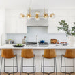 Load image into Gallery viewer, Farmhouze Light-8-Light Glass Globe Bubble Linear Island Semi Flush Chandelier-Chandelier-Amber Glass + Brass Finish-
