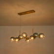 Load image into Gallery viewer, Farmhouze Light - 8 - Light Glass Globe Bubble Linear Island Semi Flush Chandelier - Chandelier - Blue Glass + Brass Finish - 
