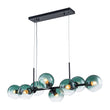 Load image into Gallery viewer, Farmhouze Light - 8 - Light Glass Globe Bubble Linear Island Semi Flush Chandelier - Chandelier - Green Glass + Black Finish - 
