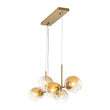 Load image into Gallery viewer, Farmhouze Light-8-Light Glass Globe Bubble Linear Island Semi Flush Chandelier-Chandelier-Green Glass + Black Finish-
