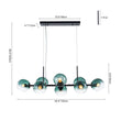 Load image into Gallery viewer, Farmhouze Light - 8 - Light Glass Globe Bubble Linear Island Semi Flush Chandelier - Chandelier - Green Glass + Black Finish - 
