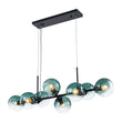 Load image into Gallery viewer, Farmhouze Light - 8 - Light Glass Globe Bubble Linear Island Semi Flush Chandelier - Chandelier - Green Glass + Black Finish - 
