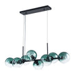 Load image into Gallery viewer, Farmhouze Light - 8 - Light Glass Globe Bubble Linear Island Semi Flush Chandelier - Chandelier - Green Glass + Black Finish - 
