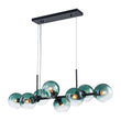Load image into Gallery viewer, Farmhouze Light - 8 - Light Glass Globe Bubble Linear Island Semi Flush Chandelier - Chandelier - Green Glass + Black Finish - 
