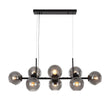 Load image into Gallery viewer, Farmhouze Light - 8 - Light Glass Globe Bubble Linear Island Semi Flush Chandelier - Chandelier - Somked Glass + Black Finish - 

