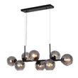 Load image into Gallery viewer, Farmhouze Light - 8 - Light Glass Globe Bubble Linear Island Semi Flush Chandelier - Chandelier - Somked Glass + Black Finish - 
