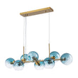 Load image into Gallery viewer, Farmhouze Light - 8 - Light Glass Globe Bubble Linear Island Semi Flush Chandelier - Chandelier - Somked Glass + Black Finish - 
