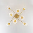 Load image into Gallery viewer, Farmhouze Light-8-Light Sputnik Artisan Water Glass Oval Globe Brass Semi Flush-Ceiling Light-43.3 in-

