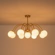 Load image into Gallery viewer, Farmhouze Light-9-Light Frosted Glass Glass Brass Round Sputnik Semi Flush Mount-Chandelier-Brass-
