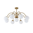 Load image into Gallery viewer, Farmhouze Light-9-Light Frosted Glass Glass Brass Round Sputnik Semi Flush Mount-Chandelier-Brass-
