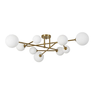 Farmhouze Light - 9 - Light Sputnik Glass Globe Semi Flush Ceiling Light - Ceiling Light - Brass - 