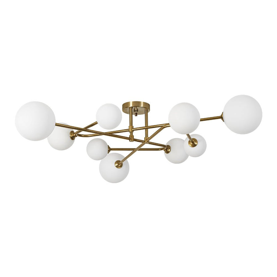 Farmhouze Light - 9 - Light Sputnik Glass Globe Semi Flush Ceiling Light - Ceiling Light - Brass - 