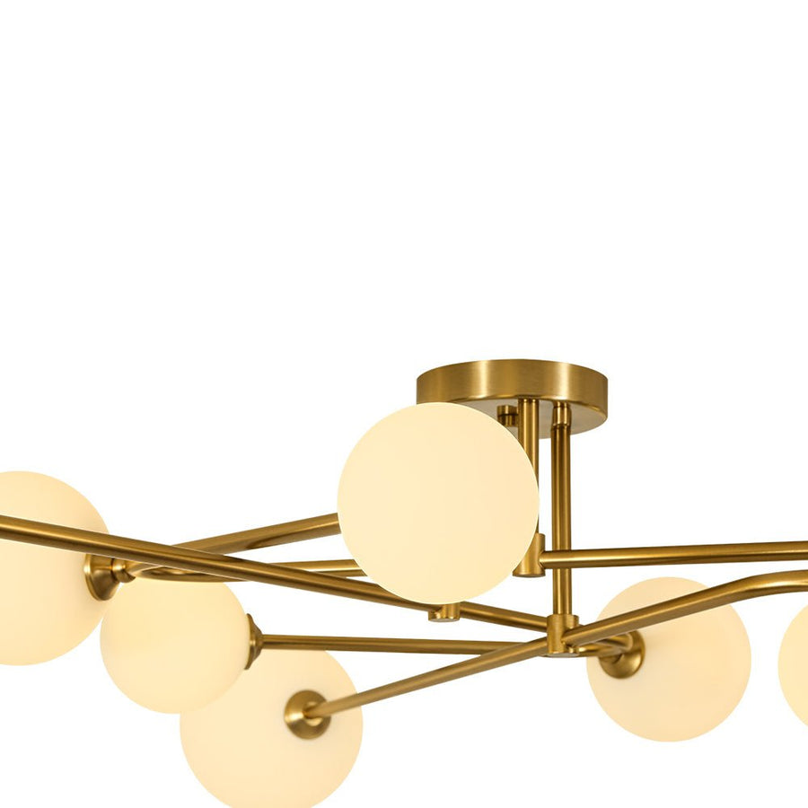 Farmhouze Light - 9 - Light Sputnik Glass Globe Semi Flush Ceiling Light - Ceiling Light - Brass - 