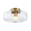 Load image into Gallery viewer, Farmhouze Light-Amber Reeded Glass Drum Single Semi Flush Ceiling Light-Ceiling Light-Clear Glass-

