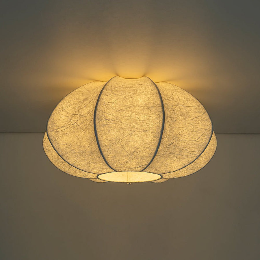 Farmhouze Light - Ambient Round Cage White Silk Flush Mount Light - Ceiling Light - 19 in - 