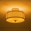 Load image into Gallery viewer, Farmhouze Light-Antique Brass Linen Fabric Tapered Drum Cage Ceiling Light-Ceiling Light-Gold-
