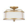 Load image into Gallery viewer, Farmhouze Light-Antique Brass Linen Fabric Tapered Drum Cage Ceiling Light-Ceiling Light-Gold-
