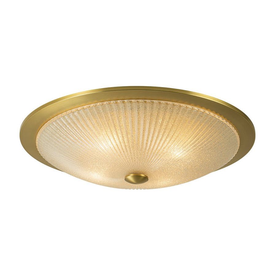 Farmhouze Light - Antique Brass Textured Glass Round Ceiling Light - Ceiling Light - 23in - 