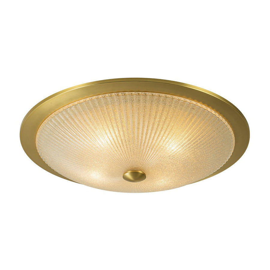 Farmhouze Light - Antique Brass Textured Glass Round Ceiling Light - Ceiling Light - 23in - 