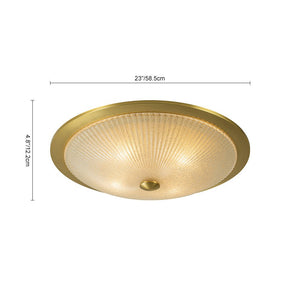 Farmhouze Light - Antique Brass Textured Glass Round Ceiling Light - Ceiling Light - 23in - 