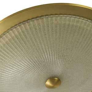 Farmhouze Light - Antique Brass Textured Glass Round Ceiling Light - Ceiling Light - 23in - 