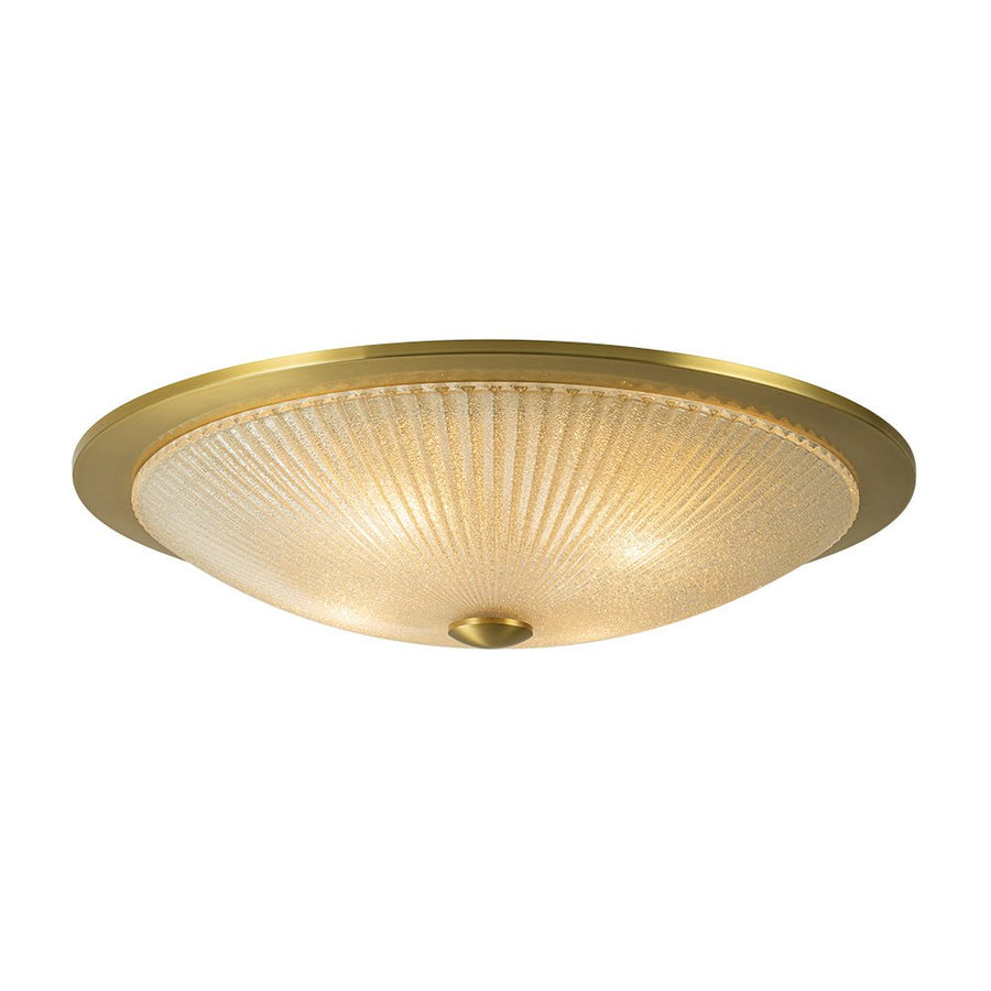 Farmhouze Light - Antique Brass Textured Glass Round Ceiling Light - Ceiling Light - 23in - 