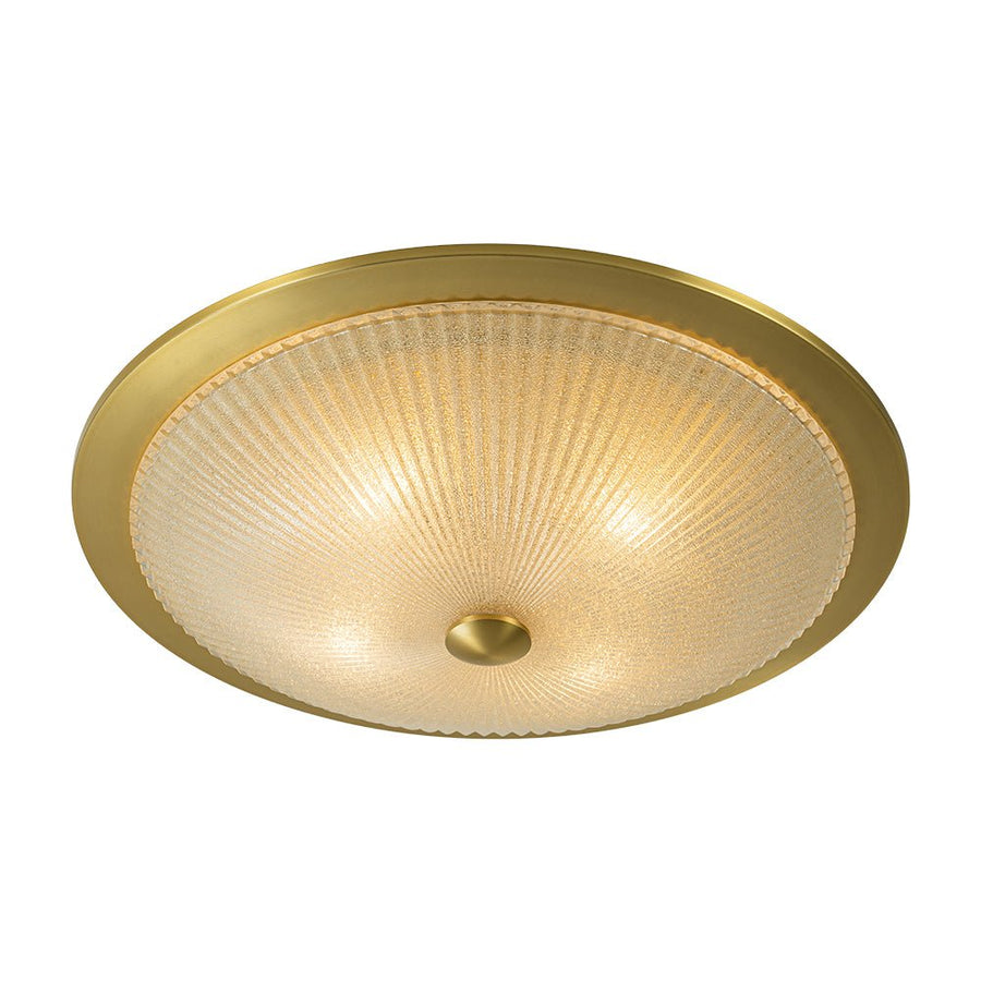 Farmhouze Light - Antique Brass Textured Glass Round Ceiling Light - Ceiling Light - 23in - 