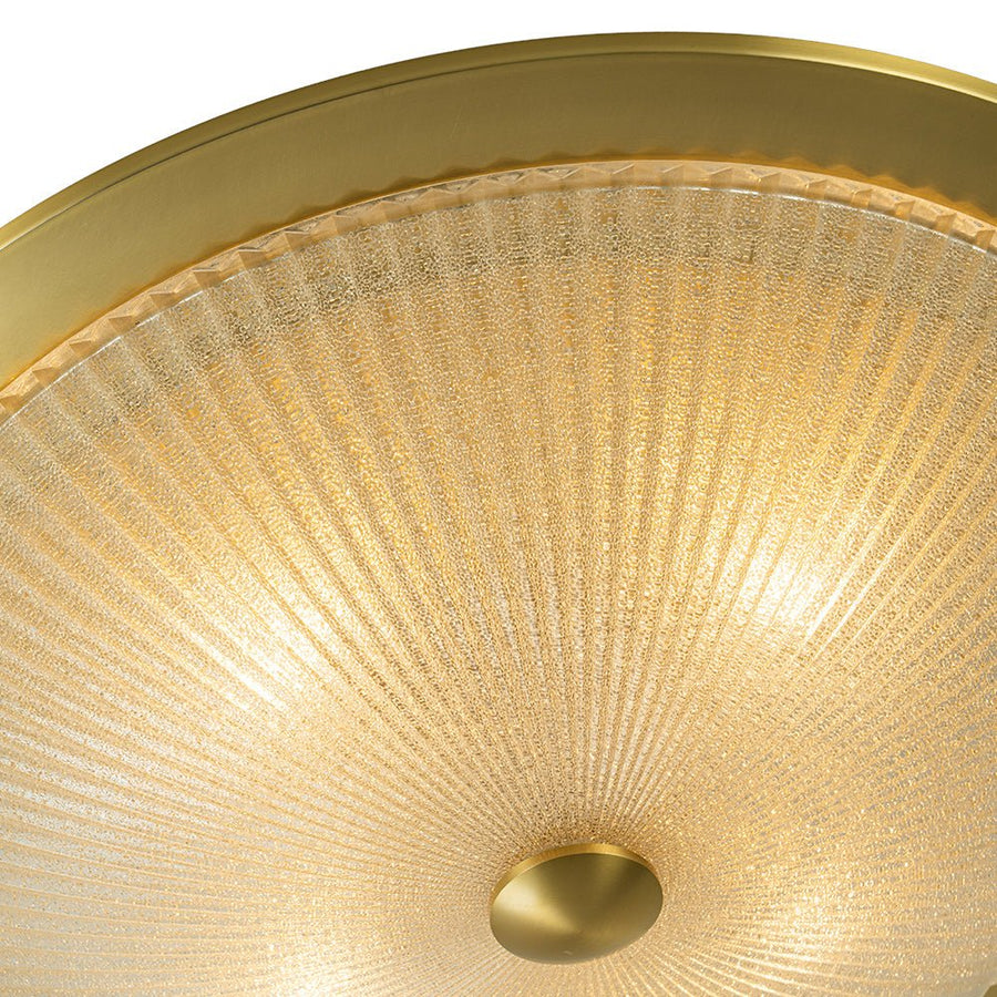 Farmhouze Light - Antique Brass Textured Glass Round Ceiling Light - Ceiling Light - 23in - 