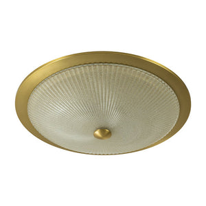 Farmhouze Light - Antique Brass Textured Glass Round Ceiling Light - Ceiling Light - 23in - 