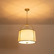 Load image into Gallery viewer, Farmhouze Light - Antique Gold 4 - Light Fabric Drum Cage Chandelier - Chandelier - Gold - 
