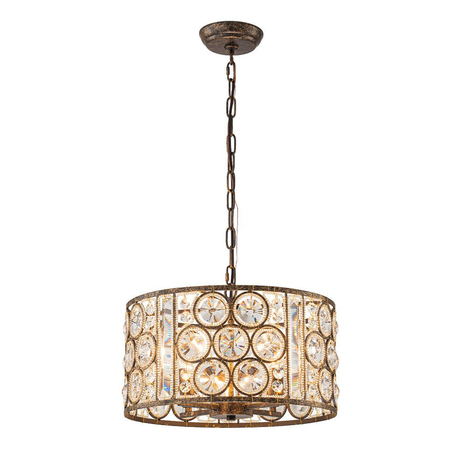 Farmhouze Light - Antique Luxury Crystal Drum Cage Chandelier - Chandelier - Black - 